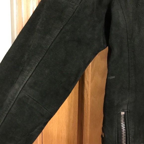 Allsaints oversized suede leather moto jacket with zippers - Picture 10 of 14